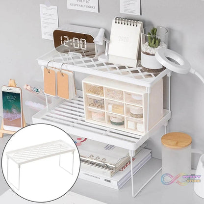Folding Storage Organizer Stack Shelf Rack (1 Pc) - infinityexculsivestore.com