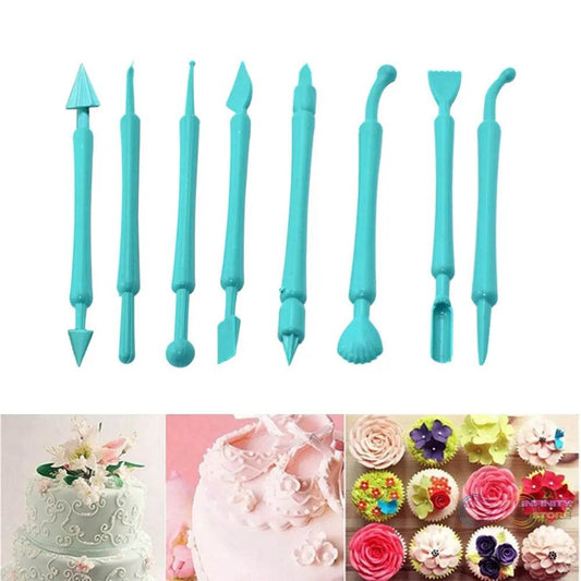 Fondant Cake Decor Flower Sugar Craft Modelling Tools Clay Mould (8PC - Set) - infinityexculsivestore.com