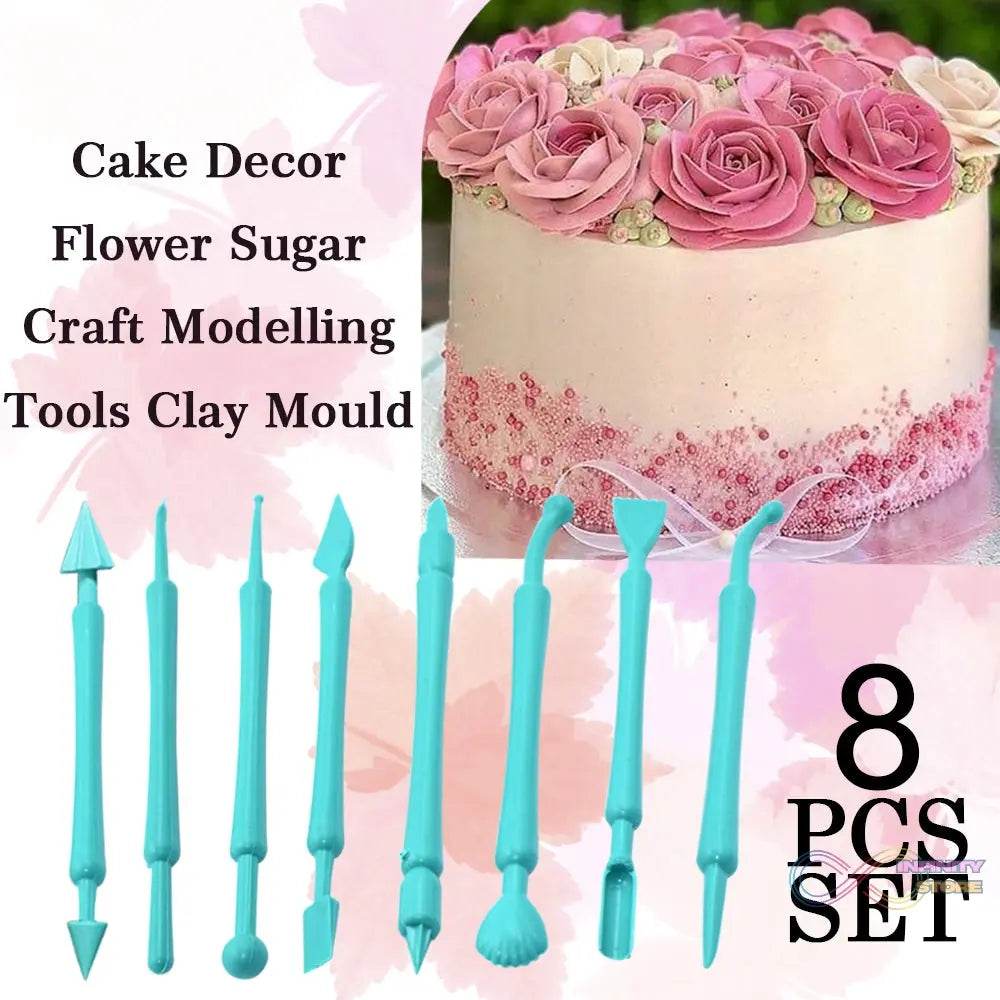 Fondant Cake Decor Flower Sugar Craft Modelling Tools Clay Mould (8PC - Set) - infinityexculsivestore.com