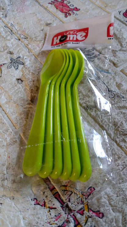 Food Plastic Spoon Set, Plastic Table Spoon Set Plastic Tea Spoon, Coffee with ABS Plastic, Heat-Resistant Spoon (6 Pc Set ) - infinityexculsivestore.com
