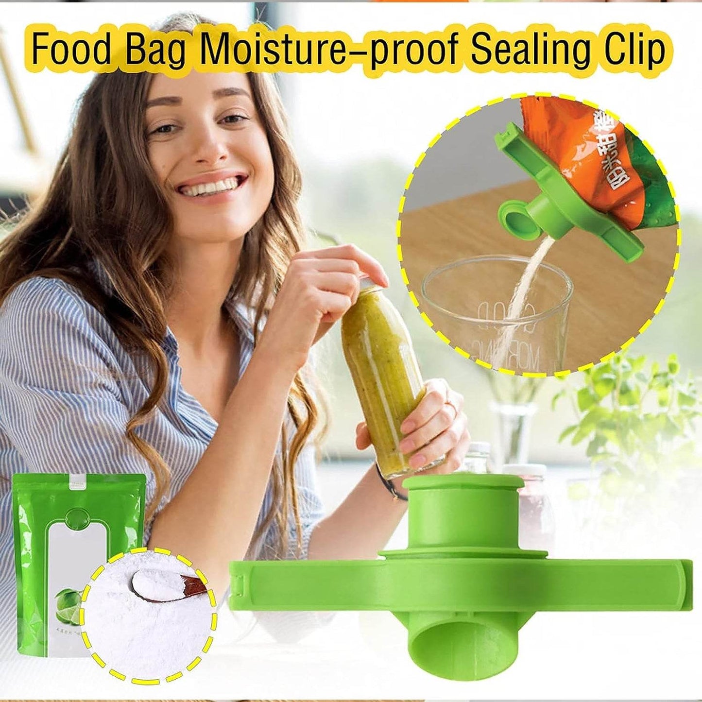 Food Storage Sealing Clip Solid Color Seal Pour Bag Clip Snack Bag Clip Food Bag Sealing Clip Sealing Clamp with Cap Kitchen Chip Bag Clips (1 Pc) - infinityexculsivestore.com