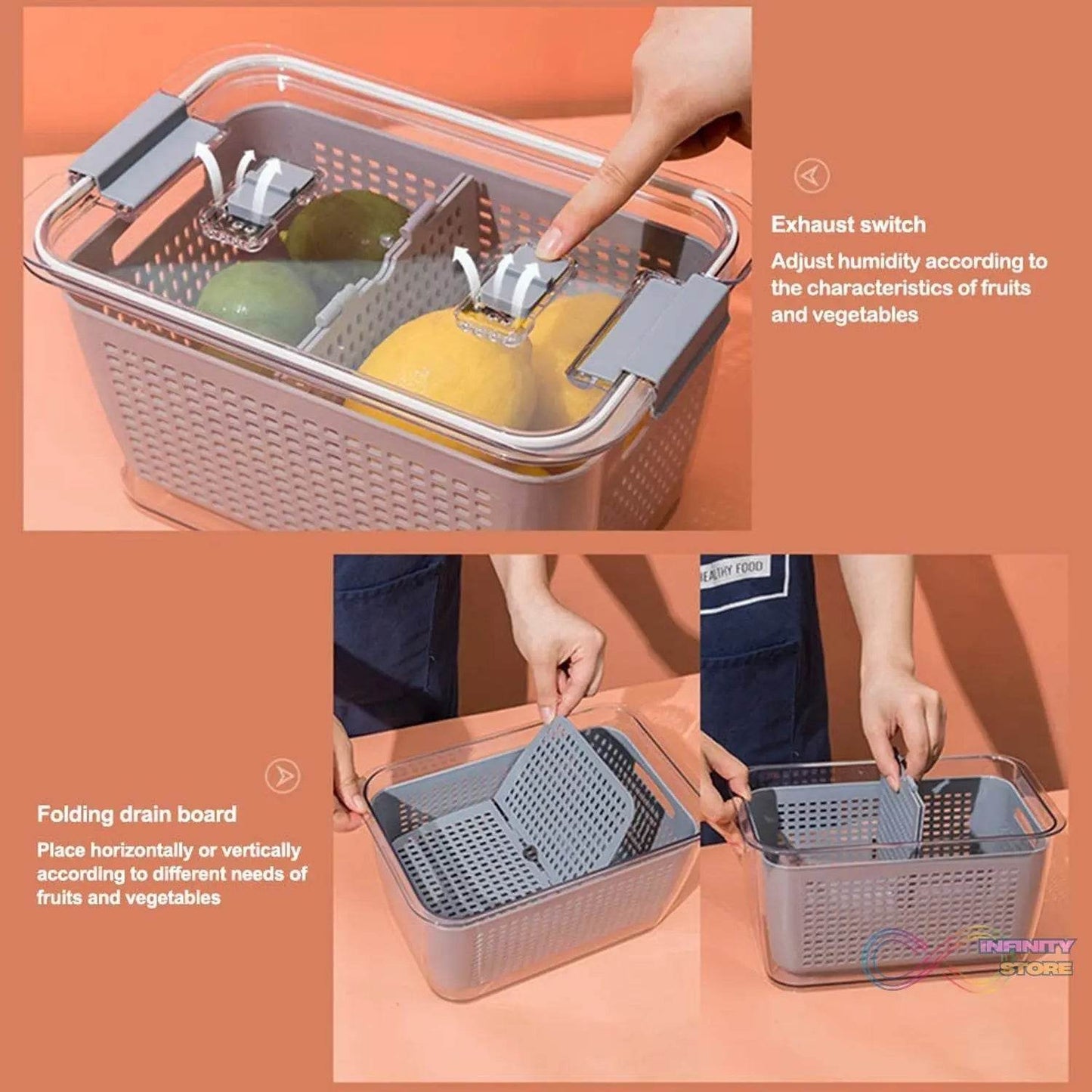 Fordable Silicone Kitchen Organizer Fruit Vegetable Baskets Folding Strainers - infinityexculsivestore.com