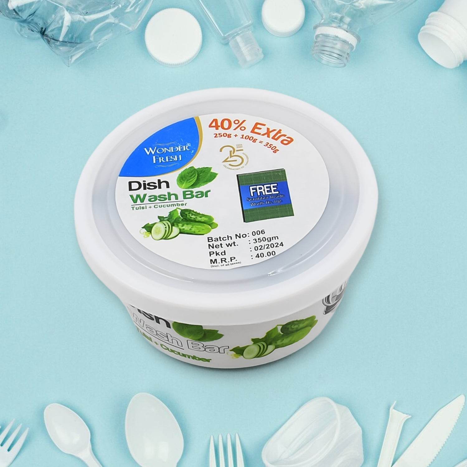 Fresh Mix Flavor Round Dishwash Bar With Super Scrubber Free Complete Dishwashing Solution, Tough Stains Remover (350 Gm) - infinityexculsivestore.com