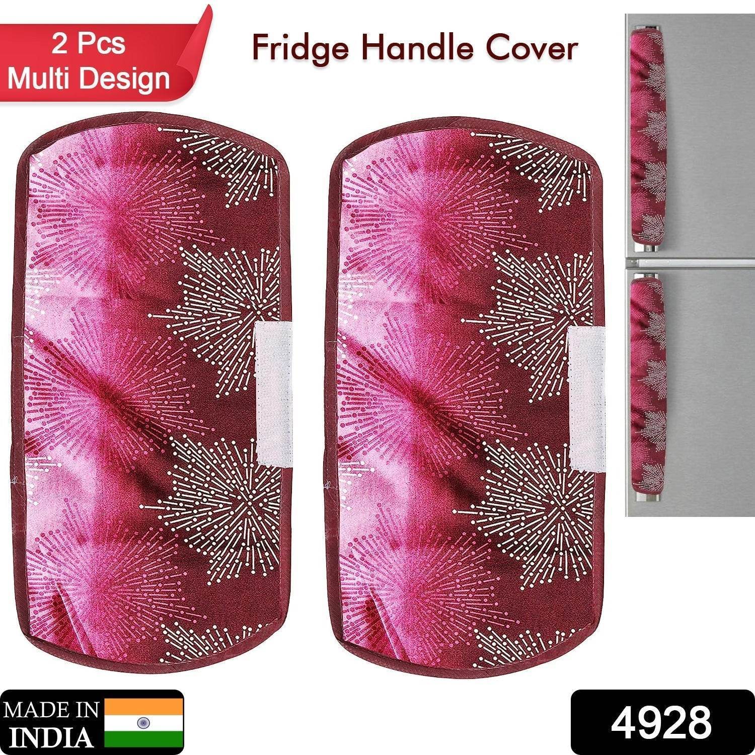 Fridge Cover Handle Cover Polyester High Material Cover For All Fridge Handle Use ( Set Of 2 Pcs ) Multi Design - infinityexculsivestore.com