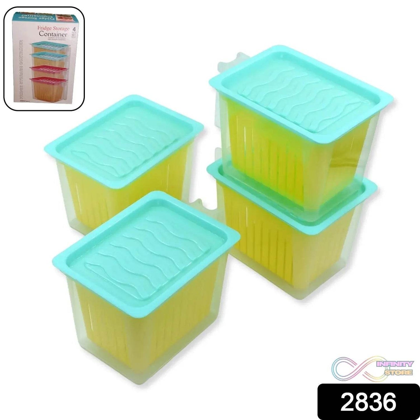 Fridge Storage Containers with Handle Plastic Storage Container for Kitchen(4 Pcs Set) - infinityexculsivestore.com