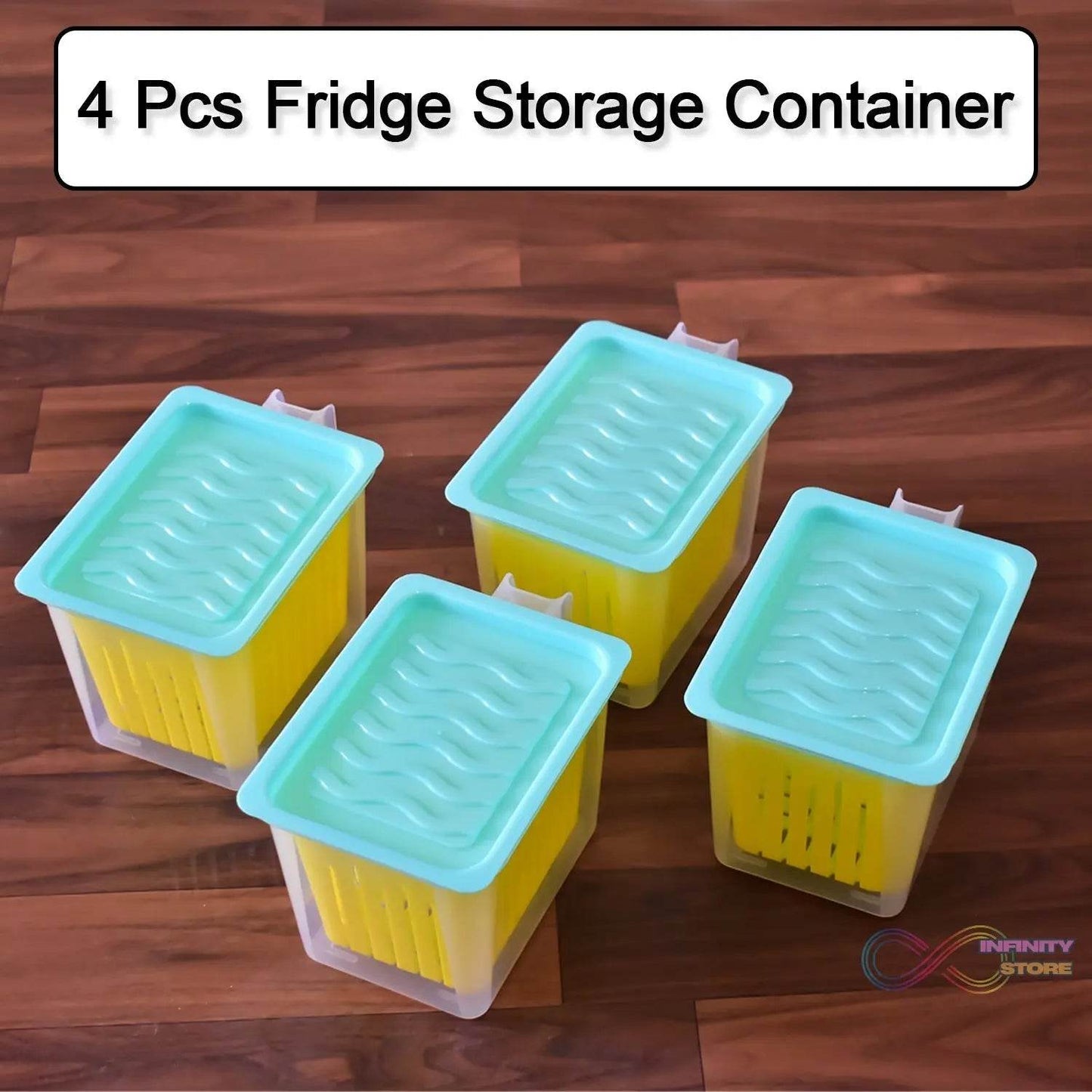 Fridge Storage Containers with Handle Plastic Storage Container for Kitchen(4 Pcs Set) - infinityexculsivestore.com