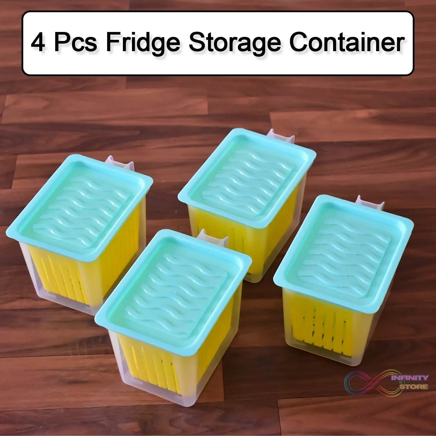 Fridge Storage Containers with Handle Plastic Storage Container for Kitchen(4 Pcs Set) - infinityexculsivestore.com