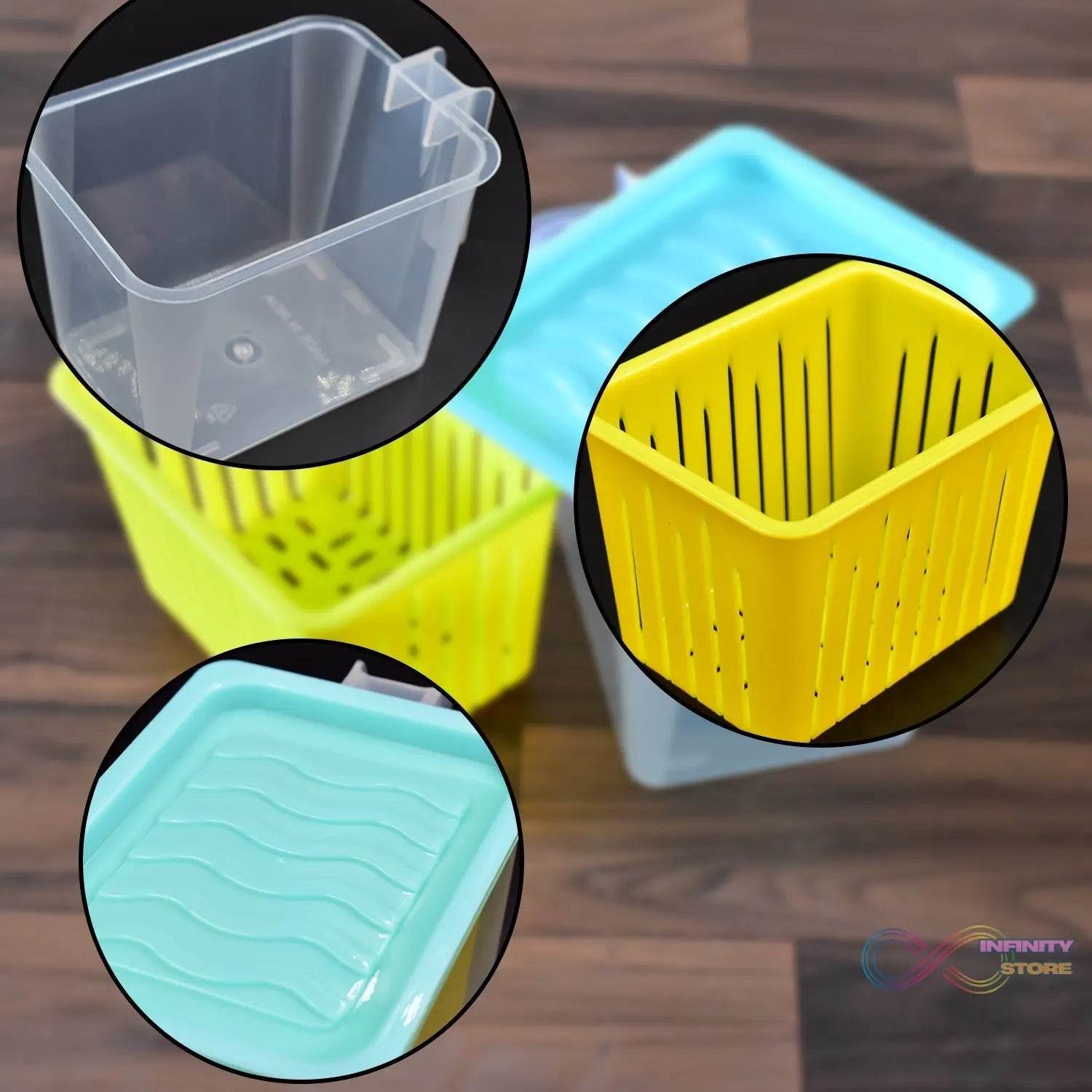 Fridge Storage Containers with Handle Plastic Storage Container for Kitchen(4 Pcs Set) - infinityexculsivestore.com