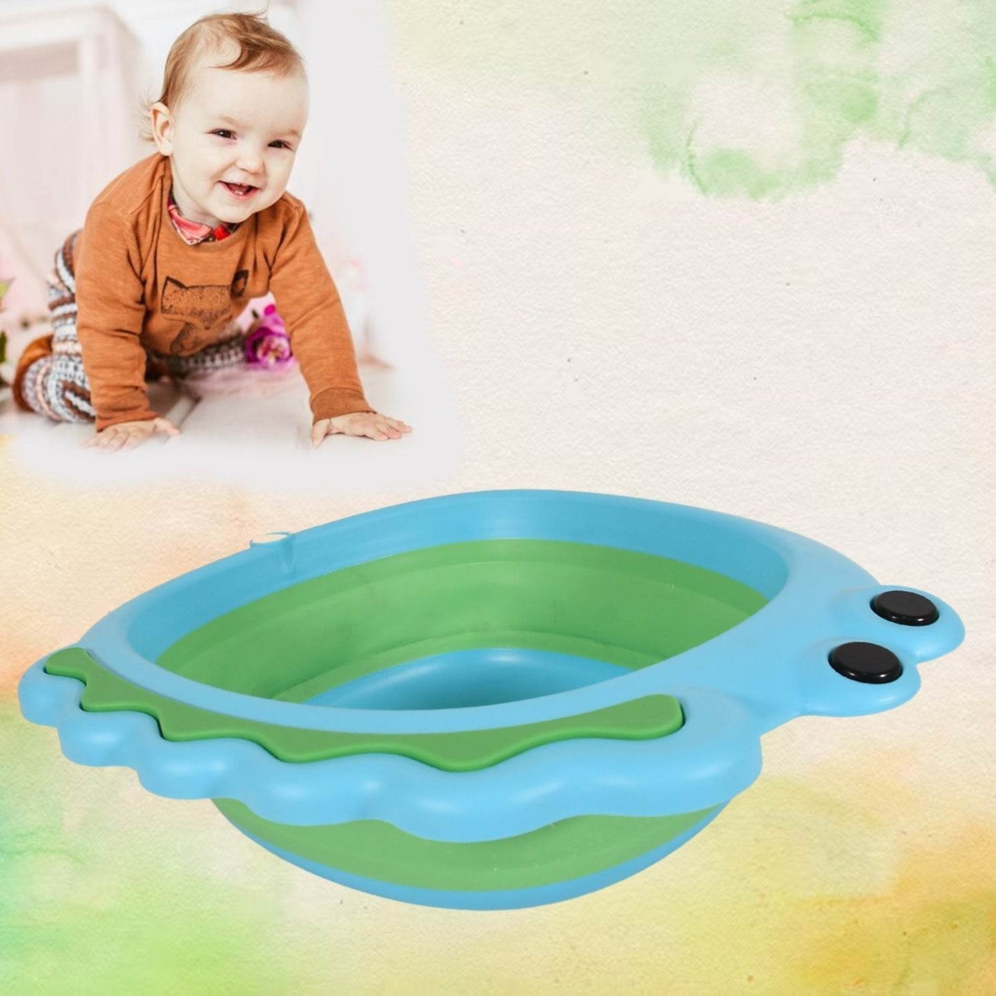 Frog Shape Wash Basin, Space Saving Multi Function Foldable Baby Wash basin Easy Clean Lightweight Thicken for Washing Face for Home (33×31Cm / 1 pc) - infinityexculsivestore.com