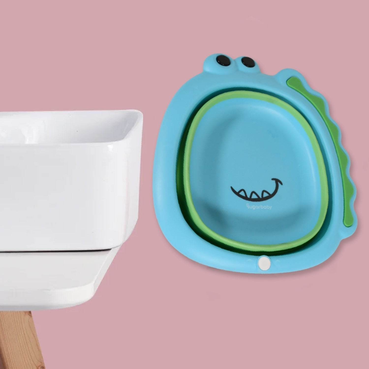 Frog Shape Wash Basin, Space Saving Multi Function Foldable Baby Wash basin Easy Clean Lightweight Thicken for Washing Face for Home (33×31Cm / 1 pc) - infinityexculsivestore.com