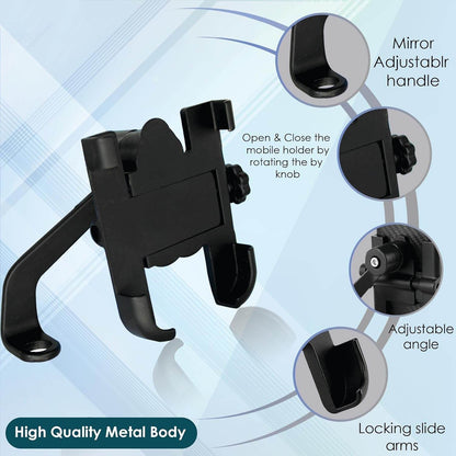 Full Metal Body Bike & Scooty 360 Degree Rotating Mobile Holder Stand for Bicycle, Motorcycle, Scooty for Maps and GPS Navigation Fits All Smartphones (1 Pc) - infinityexculsivestore.com