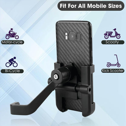 Full Metal Body Bike & Scooty 360 Degree Rotating Mobile Holder Stand for Bicycle, Motorcycle, Scooty for Maps and GPS Navigation Fits All Smartphones (1 Pc) - infinityexculsivestore.com