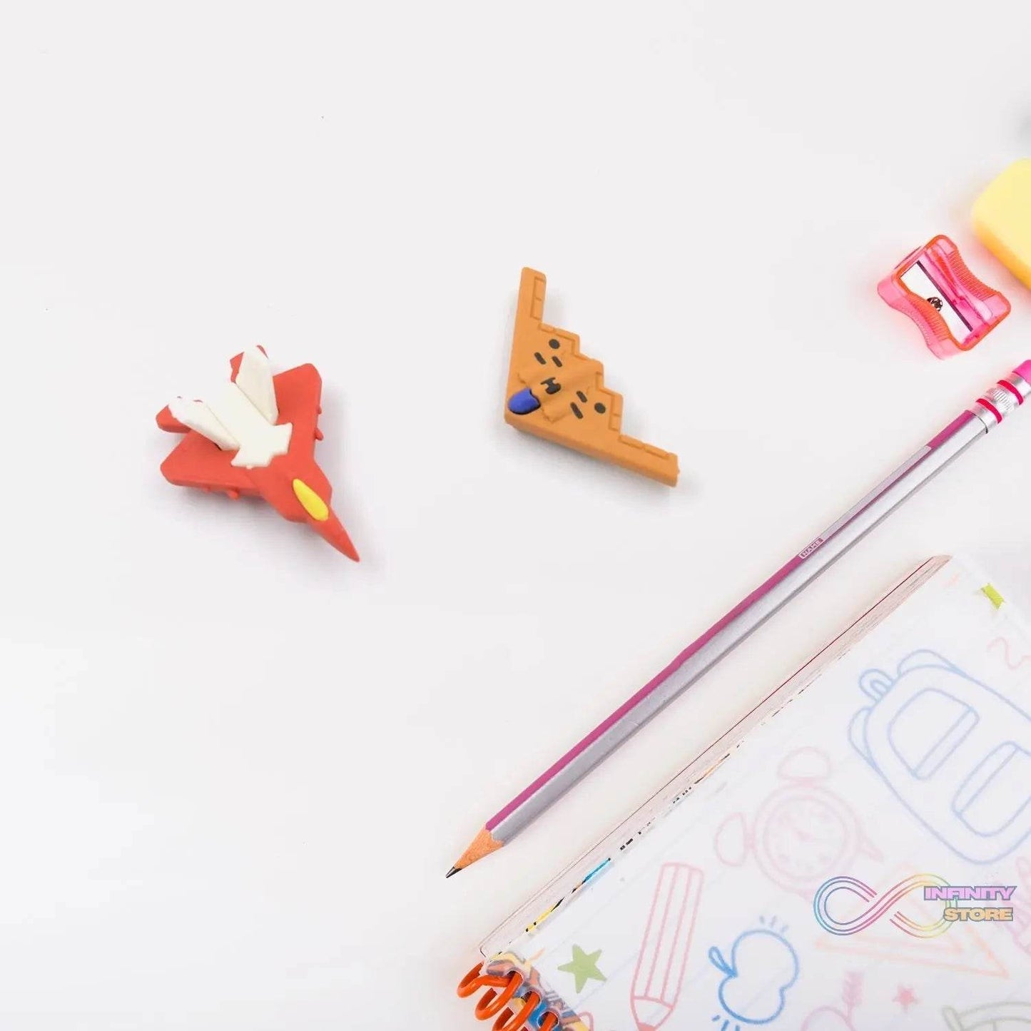 Fun Erasers for Kids: Gun & Plane Shapes (4-Pack, Gift Set) - infinityexculsivestore.com