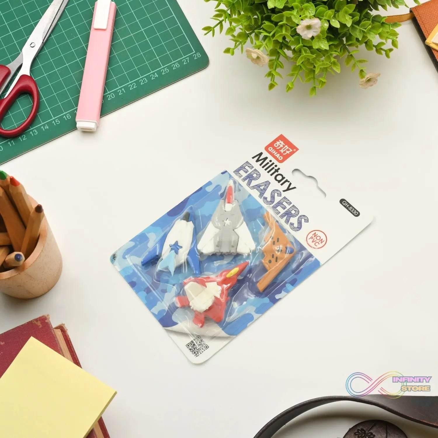 Fun Erasers for Kids: Gun & Plane Shapes (4-Pack, Gift Set) - infinityexculsivestore.com