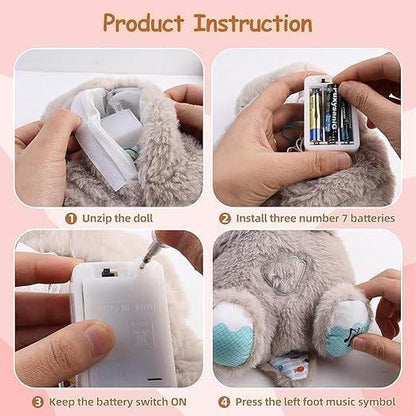 Fun4you Choco Bear Breathing Teddy Bear, Plush Baby Sleeping Toy with Music, Lights, Sounds & Heartbeat Effect (25 CM) | Gift for Babies & Toddlers | Soft Cuddly Stuffed Animal (Grey) - infinityexculsivestore.com