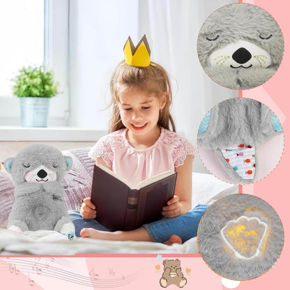Fun4you Choco Bear Breathing Teddy Bear, Plush Baby Sleeping Toy with Music, Lights, Sounds & Heartbeat Effect (25 CM) | Gift for Babies & Toddlers | Soft Cuddly Stuffed Animal (Grey) - infinityexculsivestore.com