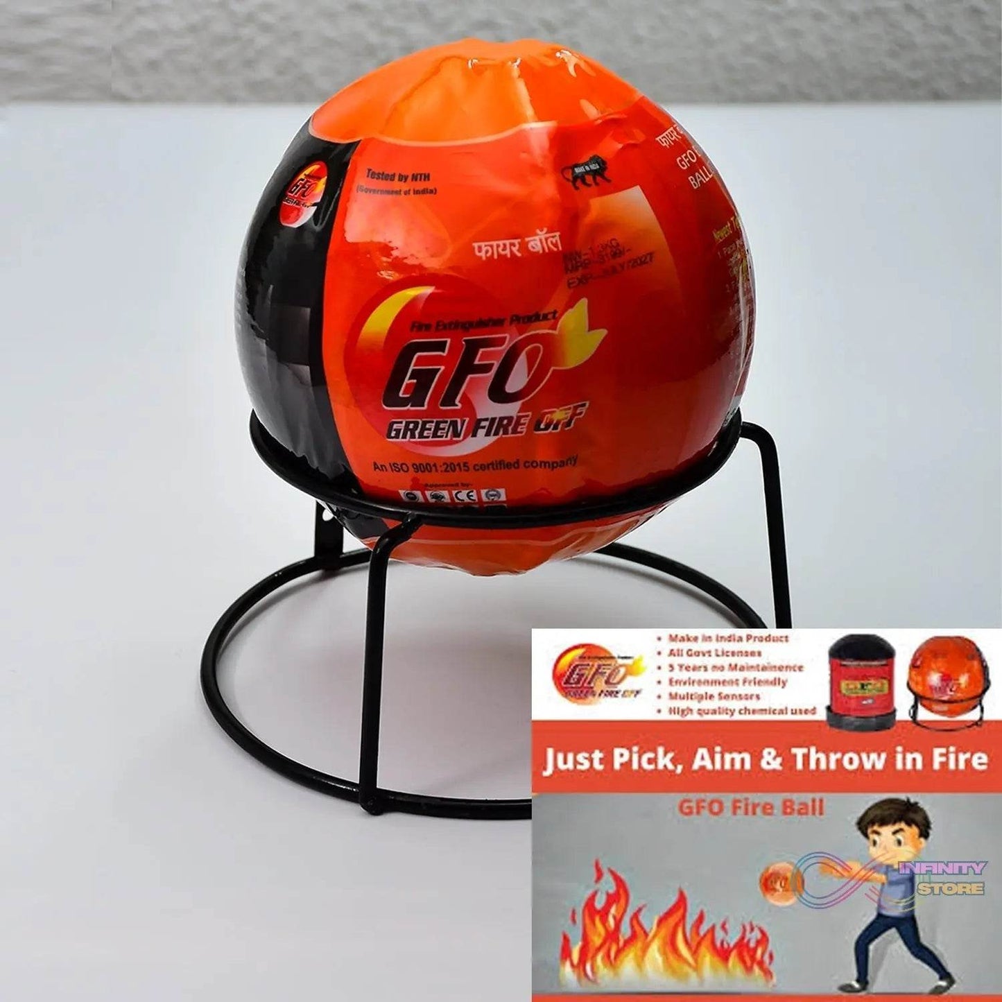 GFO (Green Fire Ball) Automatic Fire Safety Ball for Office School Warehouse Home | FIRE Extinguisher Ball. - infinityexculsivestore.com