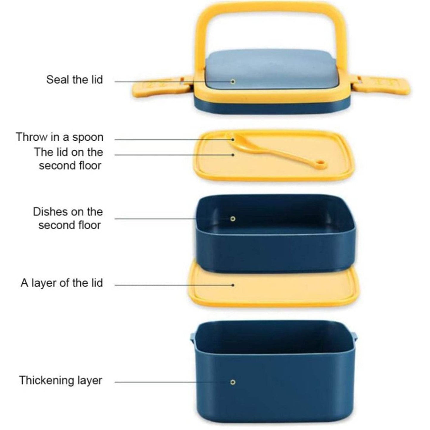 GREEN DOUBLE-LAYER PORTABLE LUNCH BOX STACKABLE WITH CARRYING HANDLE AND SPOON LUNCH BOX , Bento Lunch Box - infinityexculsivestore.com