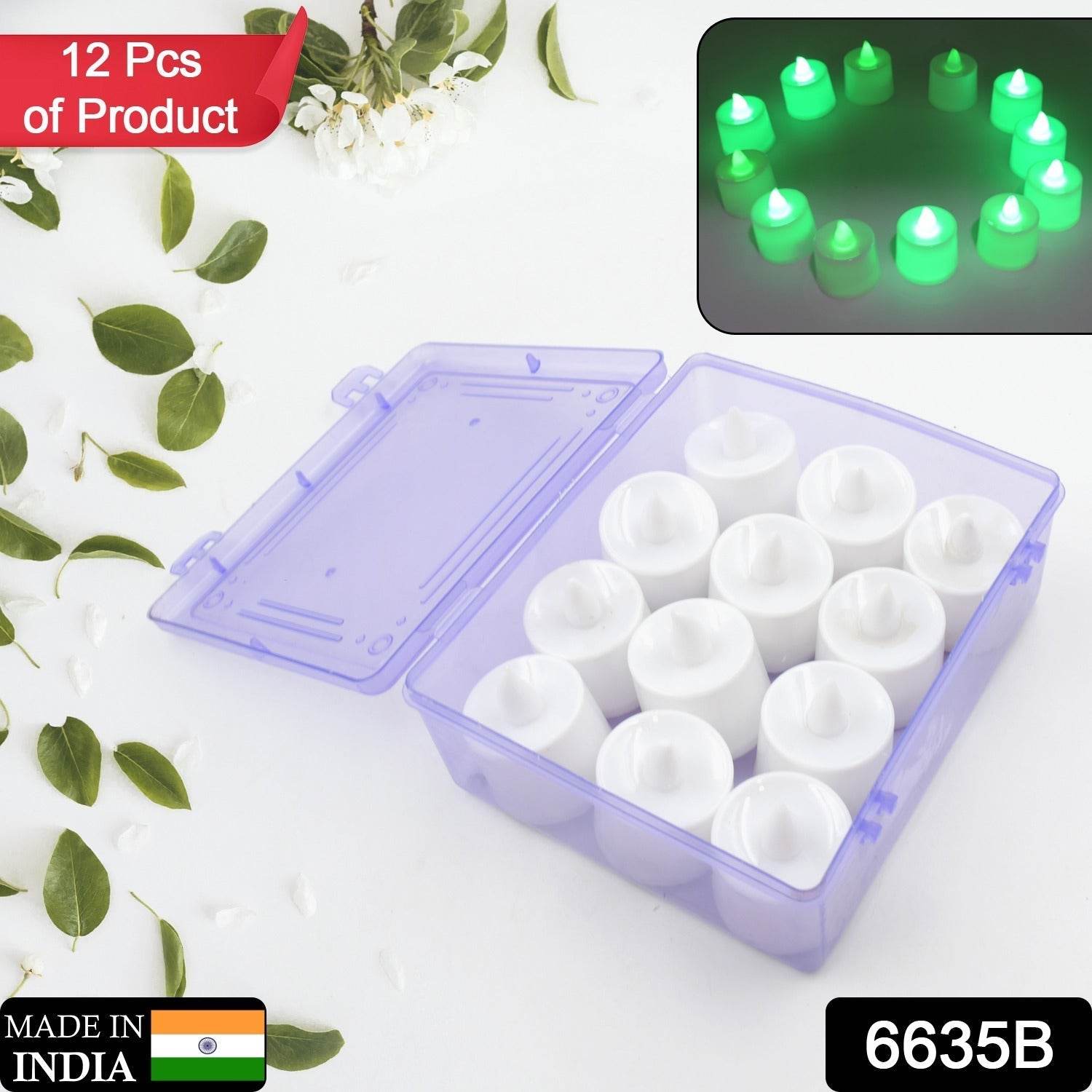 GREEN FLAMELESS LED TEALIGHTS, SMOKELESS PLASTIC DECORATIVE CANDLES - LED TEA LIGHT CANDLE FOR HOME DECORATION (PACK OF 12) - infinityexculsivestore.com