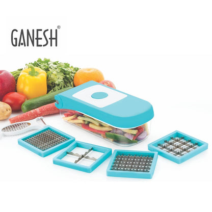 Ganesh 7 in 1 Plastic Vegetable Dicer, Blue - infinityexculsivestore.com