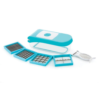 Ganesh 7 in 1 Plastic Vegetable Dicer, Blue - infinityexculsivestore.com