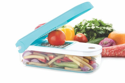 Ganesh 7 in 1 Plastic Vegetable Dicer, Blue - infinityexculsivestore.com