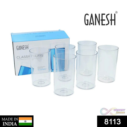 Ganesh Classic Plastic Glass Set of-6 (Each Glass 350ml) - infinityexculsivestore.com