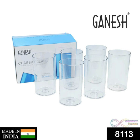 Ganesh Classic Plastic Glass Set of-6 (Each Glass 350ml) - infinityexculsivestore.com