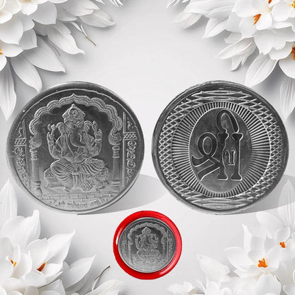 Ganesh Ji, Silver color Coin for Gift & Pooja | Silver Coin | Silver Coin / Diwali Gift (1 Pc / (Metal is not silver) - infinityexculsivestore.com