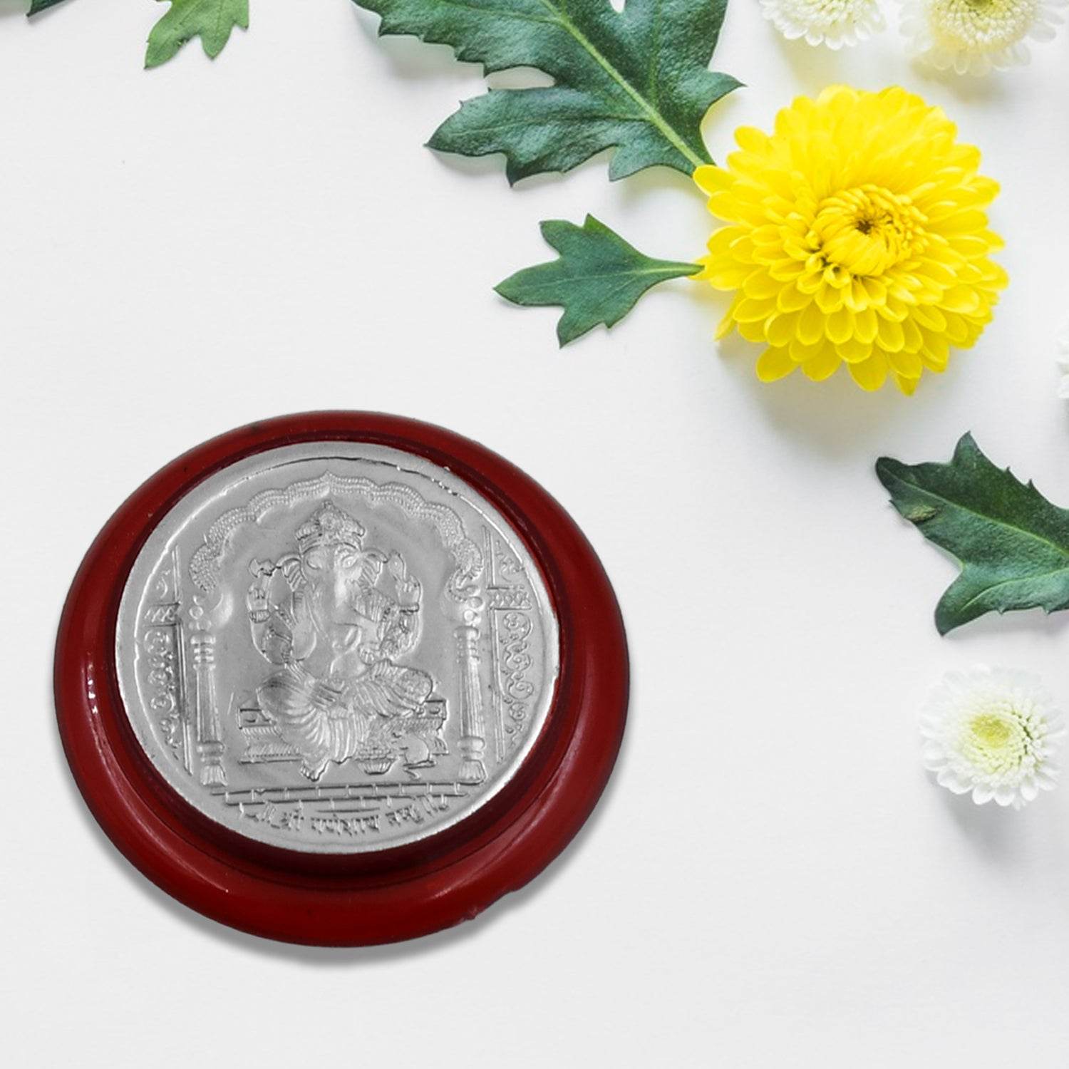Ganesh Ji, Silver color Coin for Gift & Pooja | Silver Coin | Silver Coin / Diwali Gift (1 Pc / (Metal is not silver) - infinityexculsivestore.com