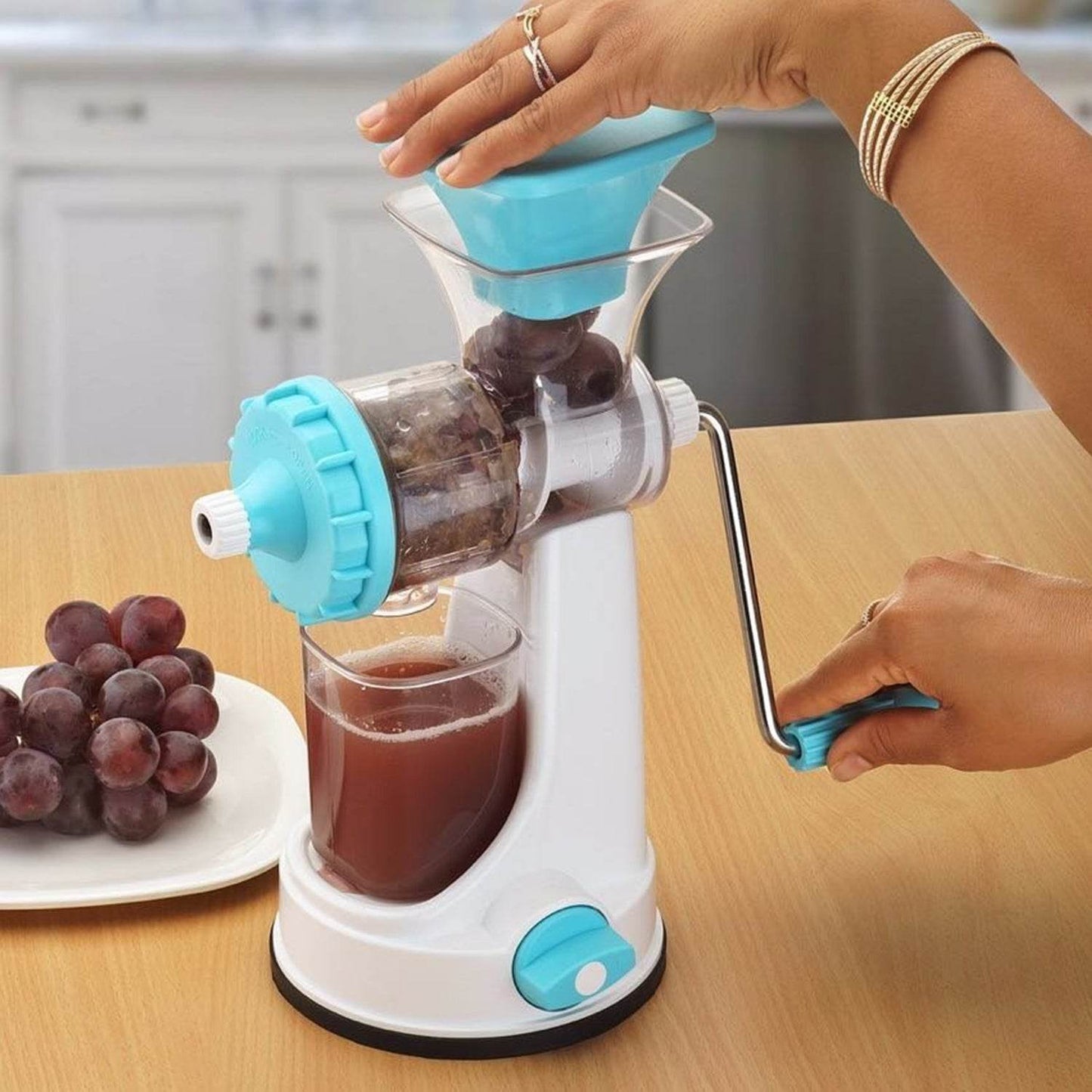 Ganesh Kitchenware Plastic Hand Juicer New Smart Fruit & Vegetable Multipurpose Juicer (Color:Random Green,Blue,Red,Orange) ( Colors May Vary ) (Multicolor Pack of 1) - infinityexculsivestore.com