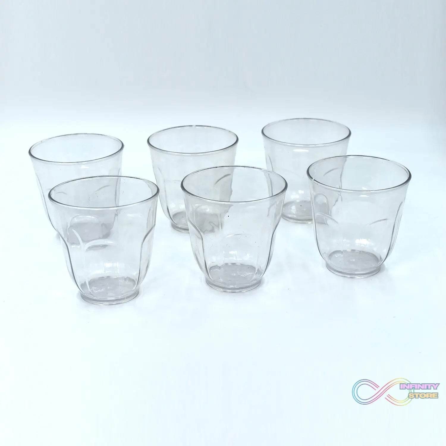 Ganesh Lily glass Break Resistant plastic set of 6Pcs (300 Ml) - infinityexculsivestore.com