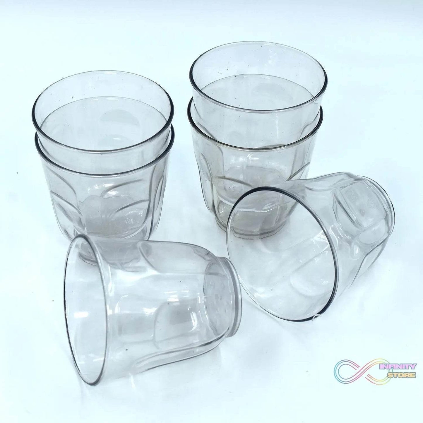 Ganesh Lily glass Break Resistant plastic set of 6Pcs (300 Ml) - infinityexculsivestore.com