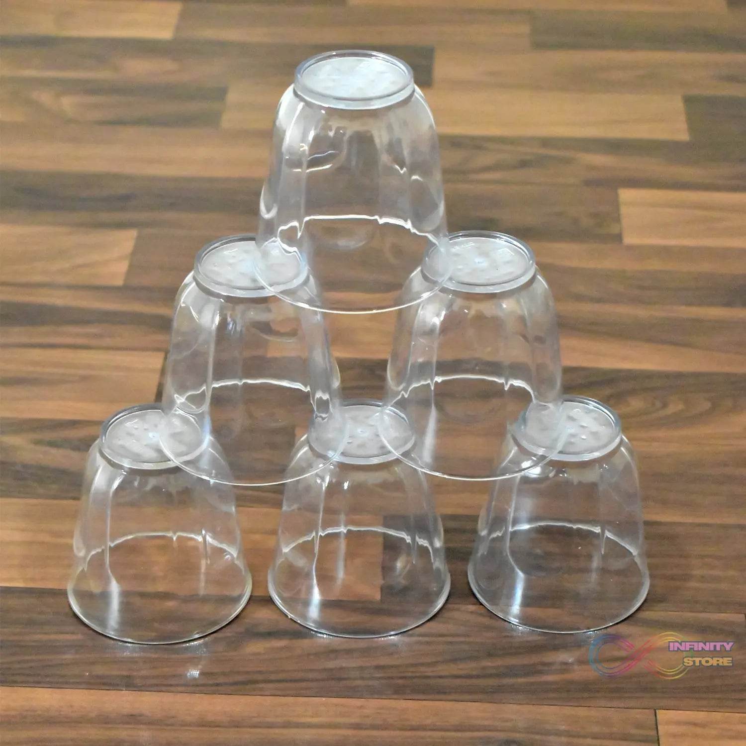 Ganesh Lily glass Break Resistant plastic set of 6Pcs (300 Ml) - infinityexculsivestore.com