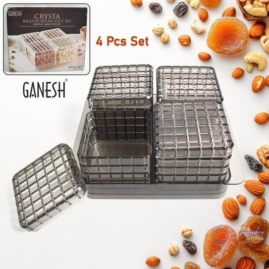 Ganesh Multipurpose Gift Set, Dry fruit (4 Pcs Set / With Tray) - infinityexculsivestore.com
