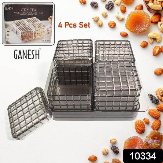 Ganesh Multipurpose Gift Set, Dry fruit (4 Pcs Set / With Tray) - infinityexculsivestore.com