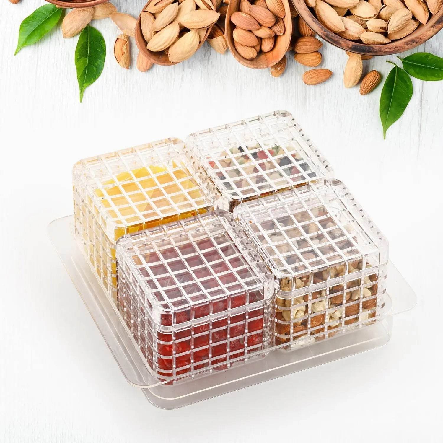 Ganesh Multipurpose Gift Set, Dry fruit (4 Pcs Set / With Tray) - infinityexculsivestore.com