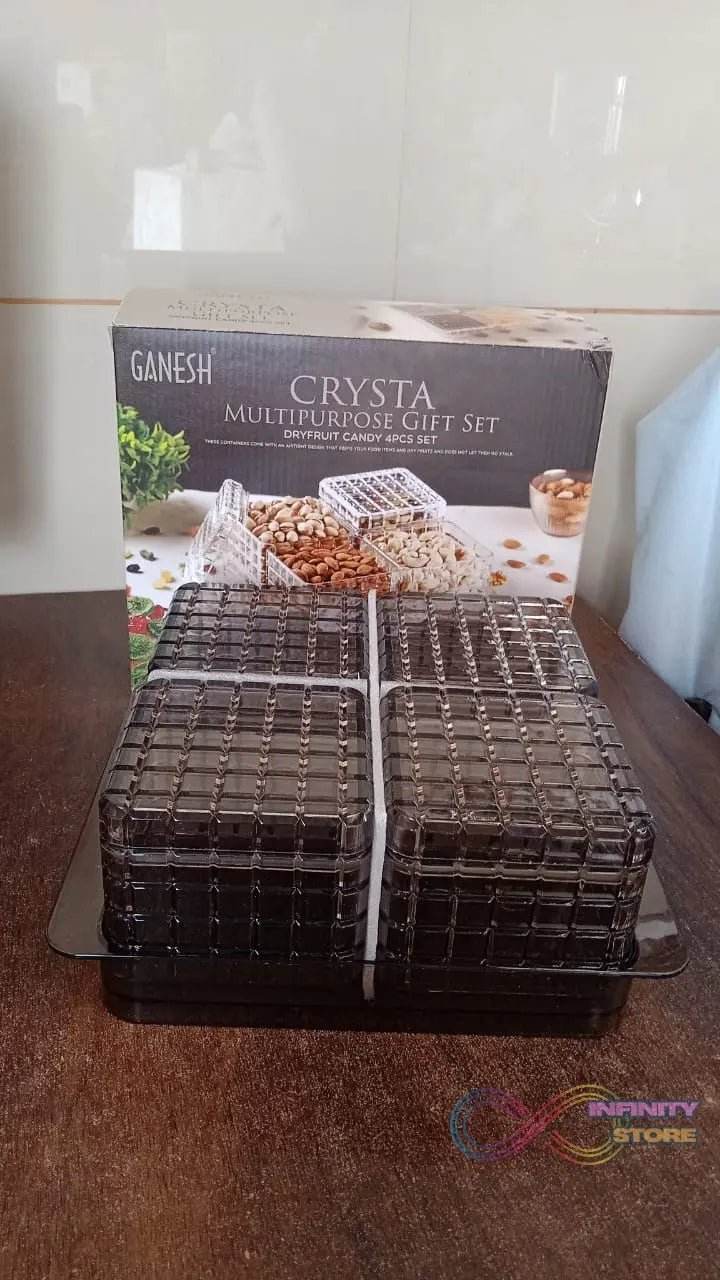 Ganesh Multipurpose Gift Set, Dry fruit (4 Pcs Set / With Tray) - infinityexculsivestore.com