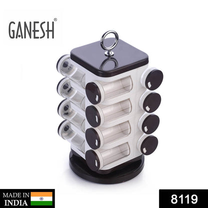 Ganesh Multipurpose Revolving Spice Rack With 16 Pcs Dispenser each 100 ml Plastic Spice ABS Material 1 Piece Spice Set 1 Piece Spice Set (Plastic) - infinityexculsivestore.com