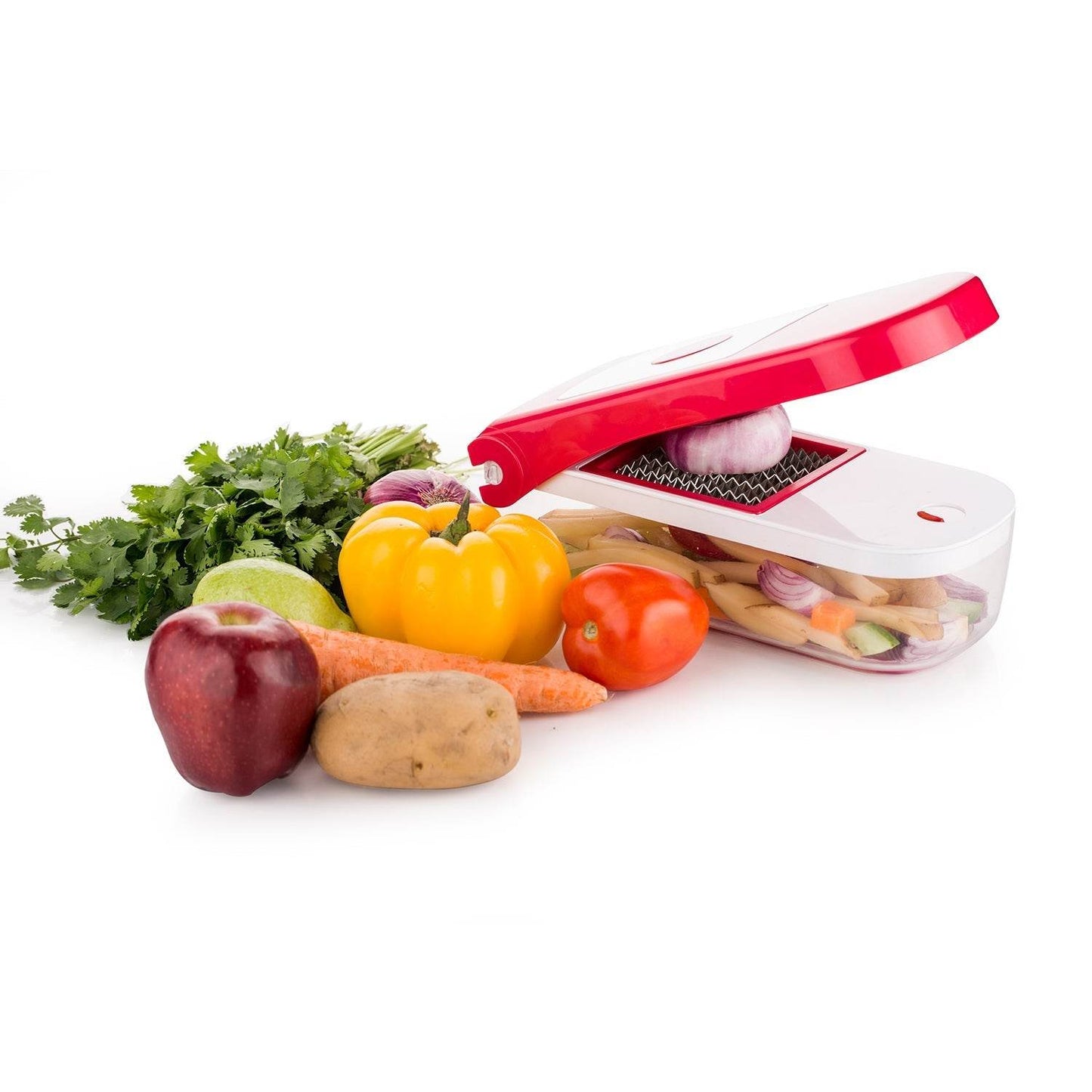 Ganesh Plastic Chopper Vegetable and Fruit Cutter, Red - infinityexculsivestore.com