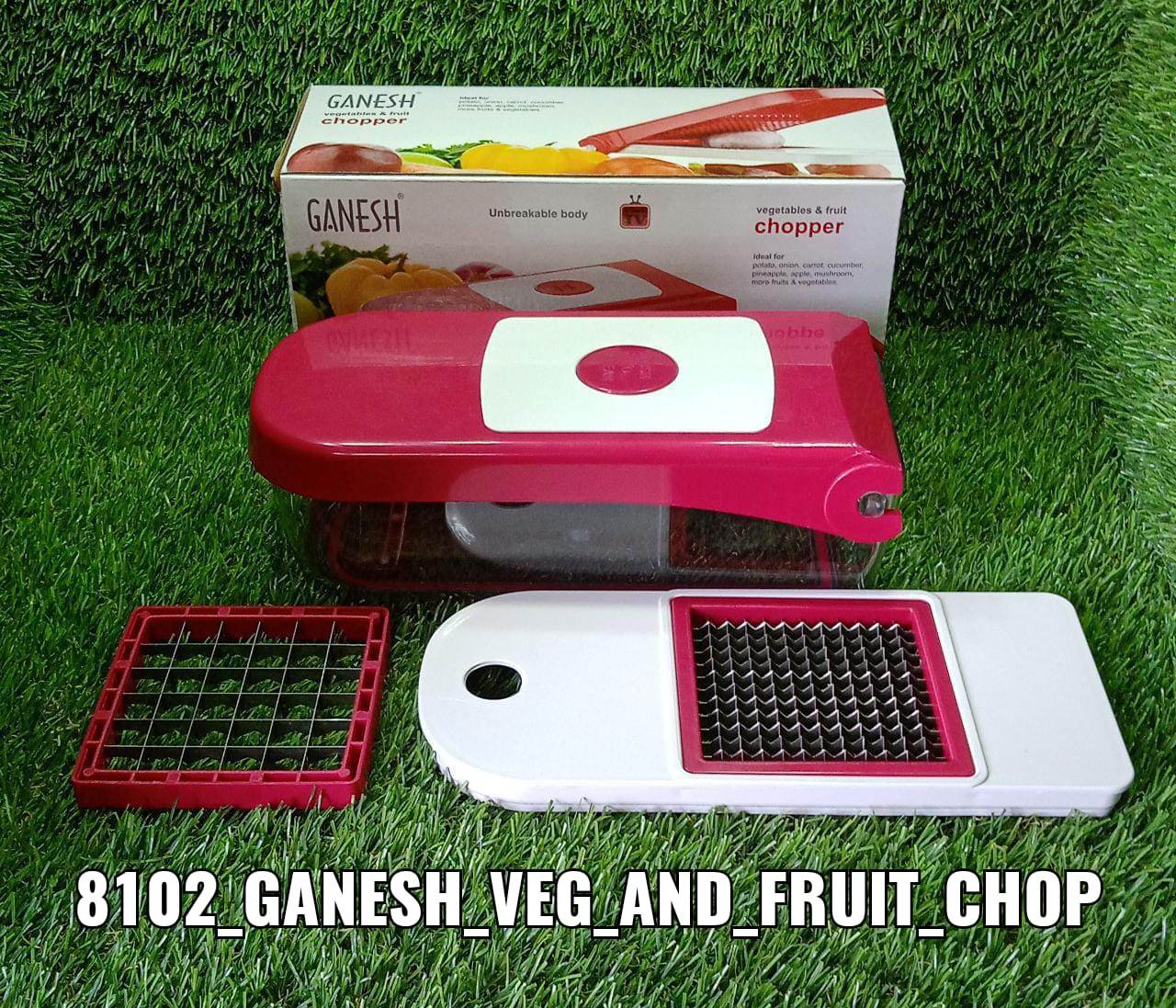 Ganesh Plastic Chopper Vegetable and Fruit Cutter, Red - infinityexculsivestore.com
