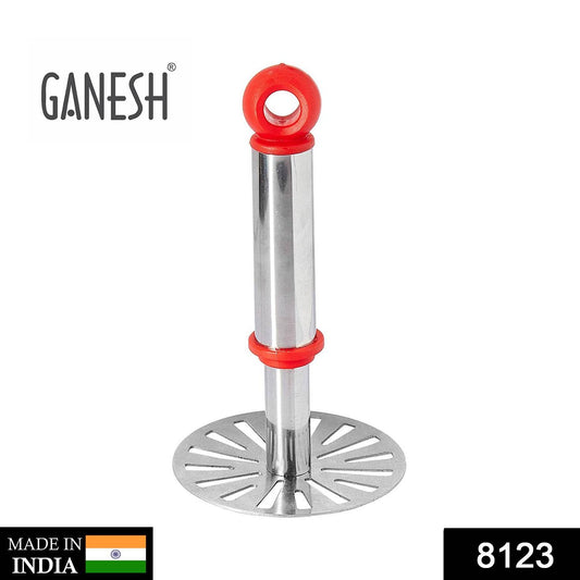 Ganesh Potato / Pav Bhaji Masher with Plastic Handle, Silver & Plastic - Oval Pav Masher, Potato 1-Piece, Smasher Handle, Multicolor - infinityexculsivestore.com