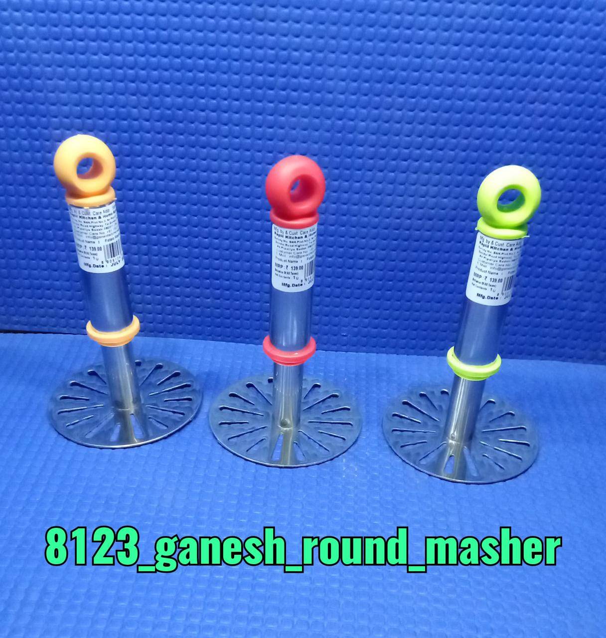 Ganesh Potato / Pav Bhaji Masher with Plastic Handle, Silver & Plastic - Oval Pav Masher, Potato 1-Piece, Smasher Handle, Multicolor - infinityexculsivestore.com