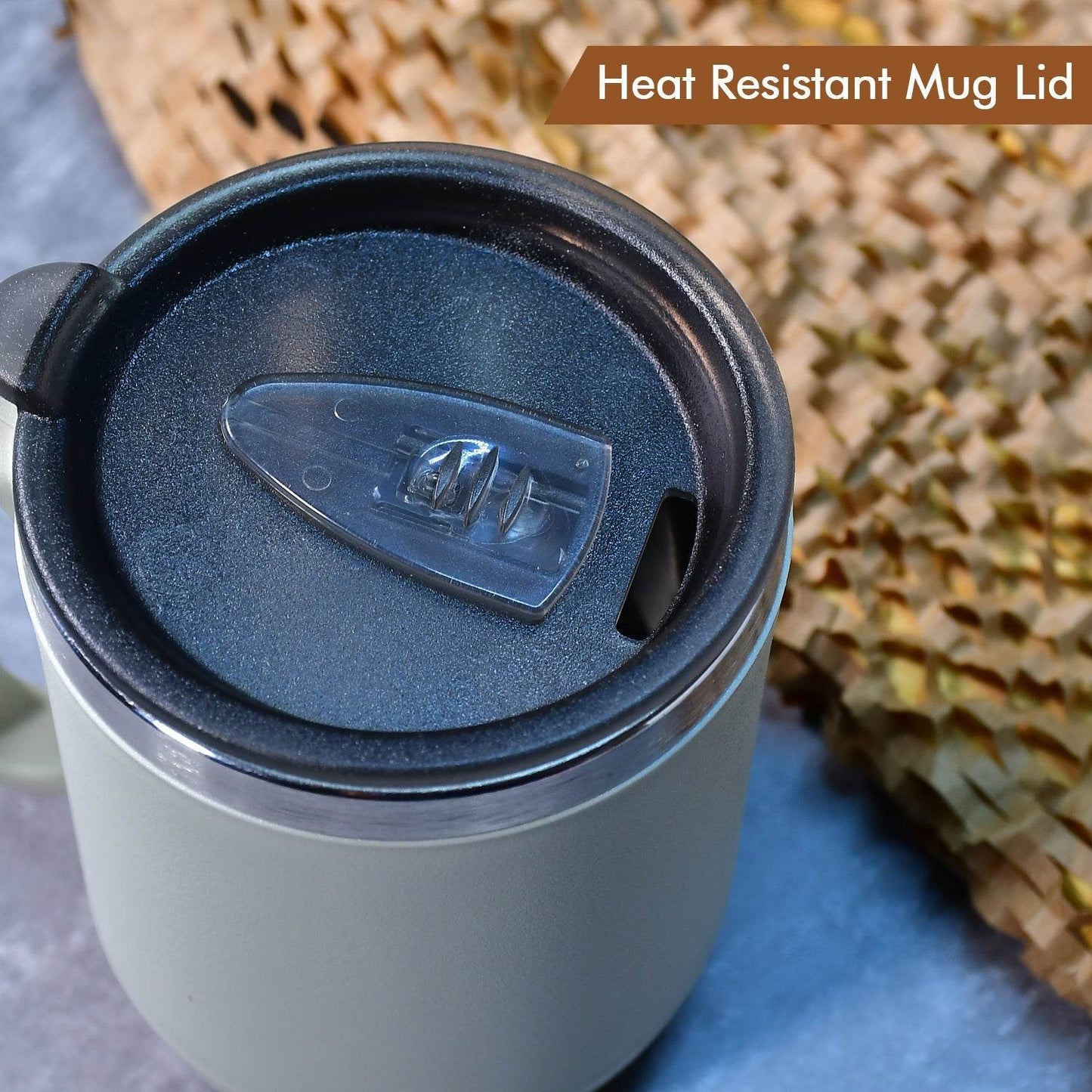 Ganesh Premium Stainless Steel Coffee Mug with heat resistant mug lid. Approx 400Ml mug. - infinityexculsivestore.com