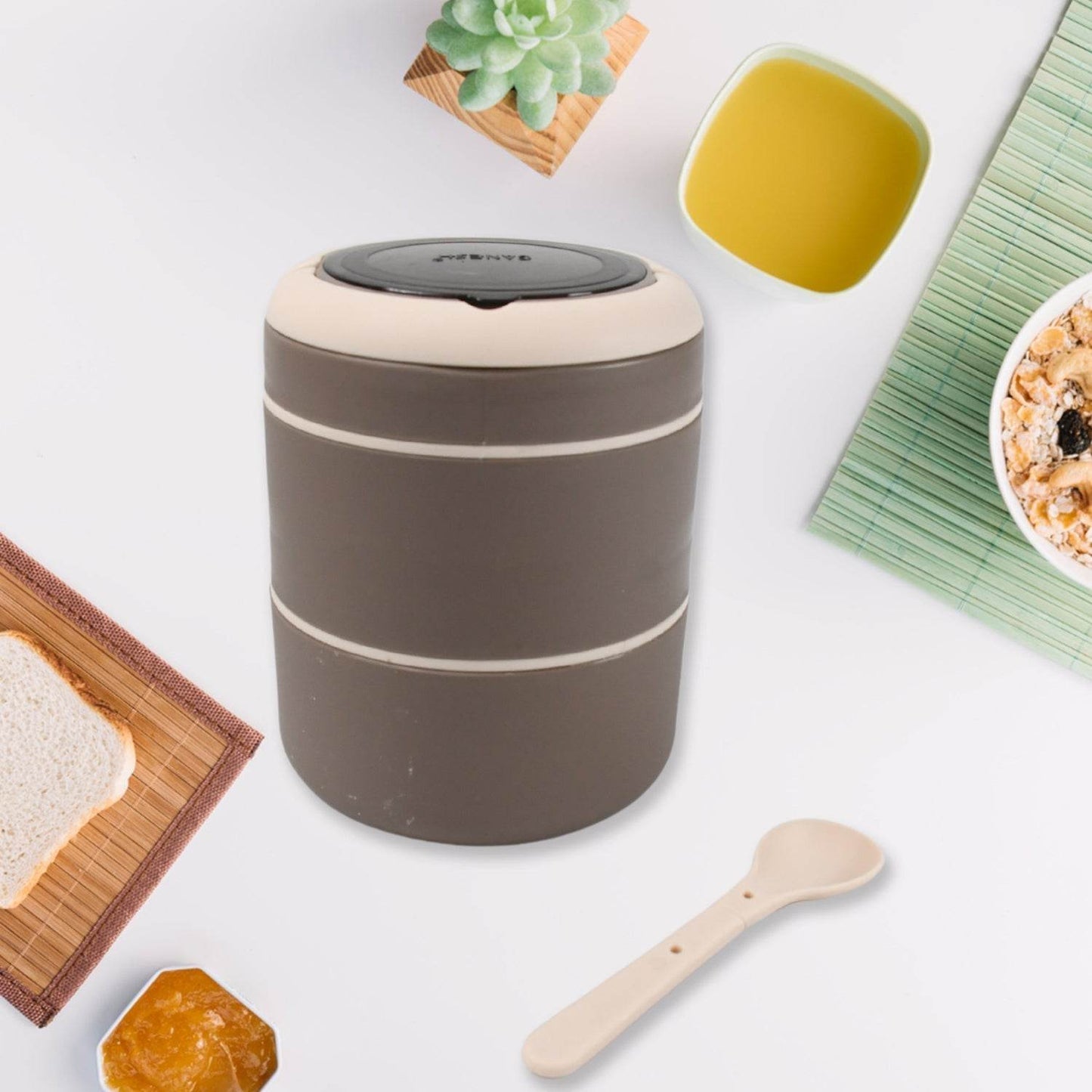 Ganesh Smart Stack 2 Layer Portable Lunch Box Stainless Steel Airtight Leak-Proof Lunch Box for Office, School, Picnic: Color May Vary (2 Layer) - infinityexculsivestore.com