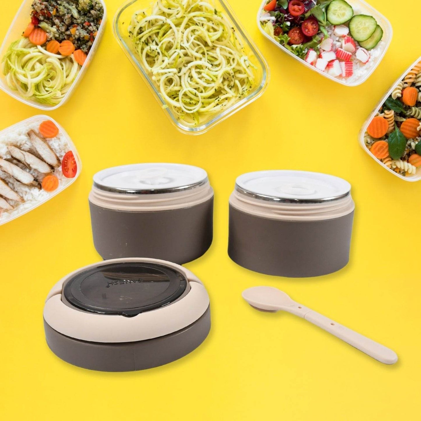 Ganesh Smart Stack 2 Layer Portable Lunch Box Stainless Steel Airtight Leak-Proof Lunch Box for Office, School, Picnic: Color May Vary (2 Layer) - infinityexculsivestore.com