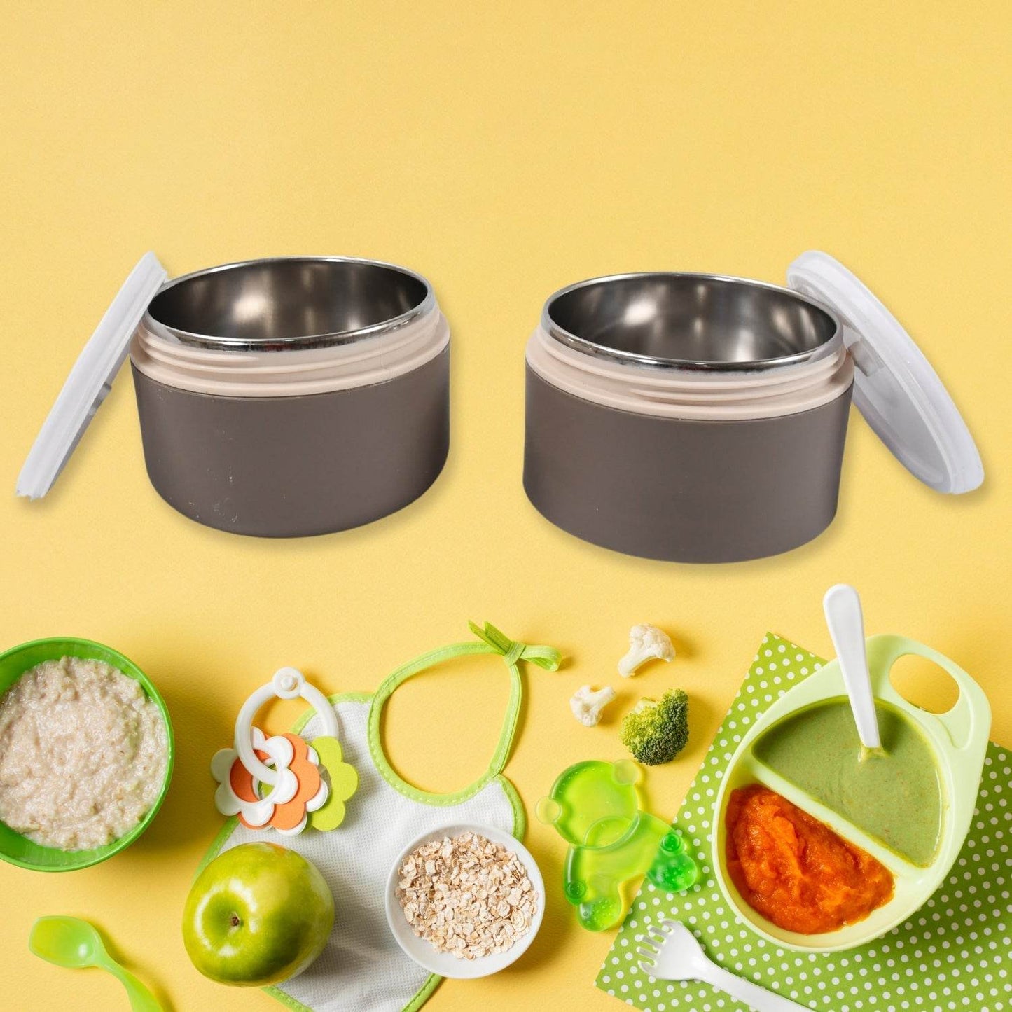Ganesh Smart Stack 2 Layer Portable Lunch Box Stainless Steel Airtight Leak-Proof Lunch Box for Office, School, Picnic: Color May Vary (2 Layer) - infinityexculsivestore.com