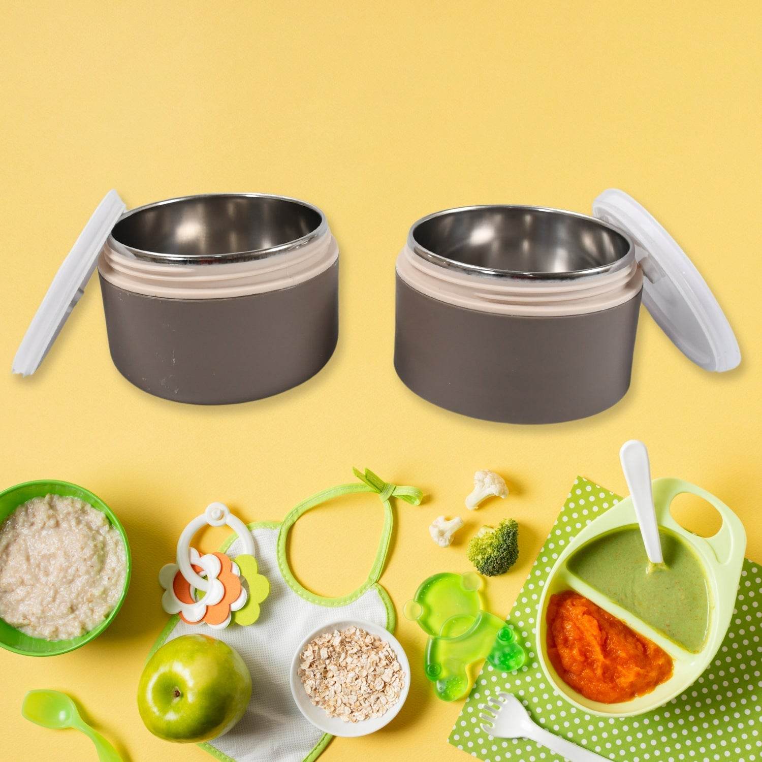 Ganesh Smart Stack 2 Layer Portable Lunch Box Stainless Steel Airtight Leak-Proof Lunch Box for Office, School, Picnic: Color May Vary (2 Layer) - infinityexculsivestore.com