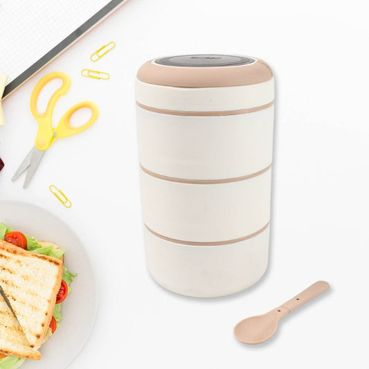 Ganesh Smart Stack 3 Layer Portable Lunch Box Stainless Steel Airtight Leak-Proof Lunch Box for Office, School, Picnic: Color May Vary (3 Layer) - infinityexculsivestore.com