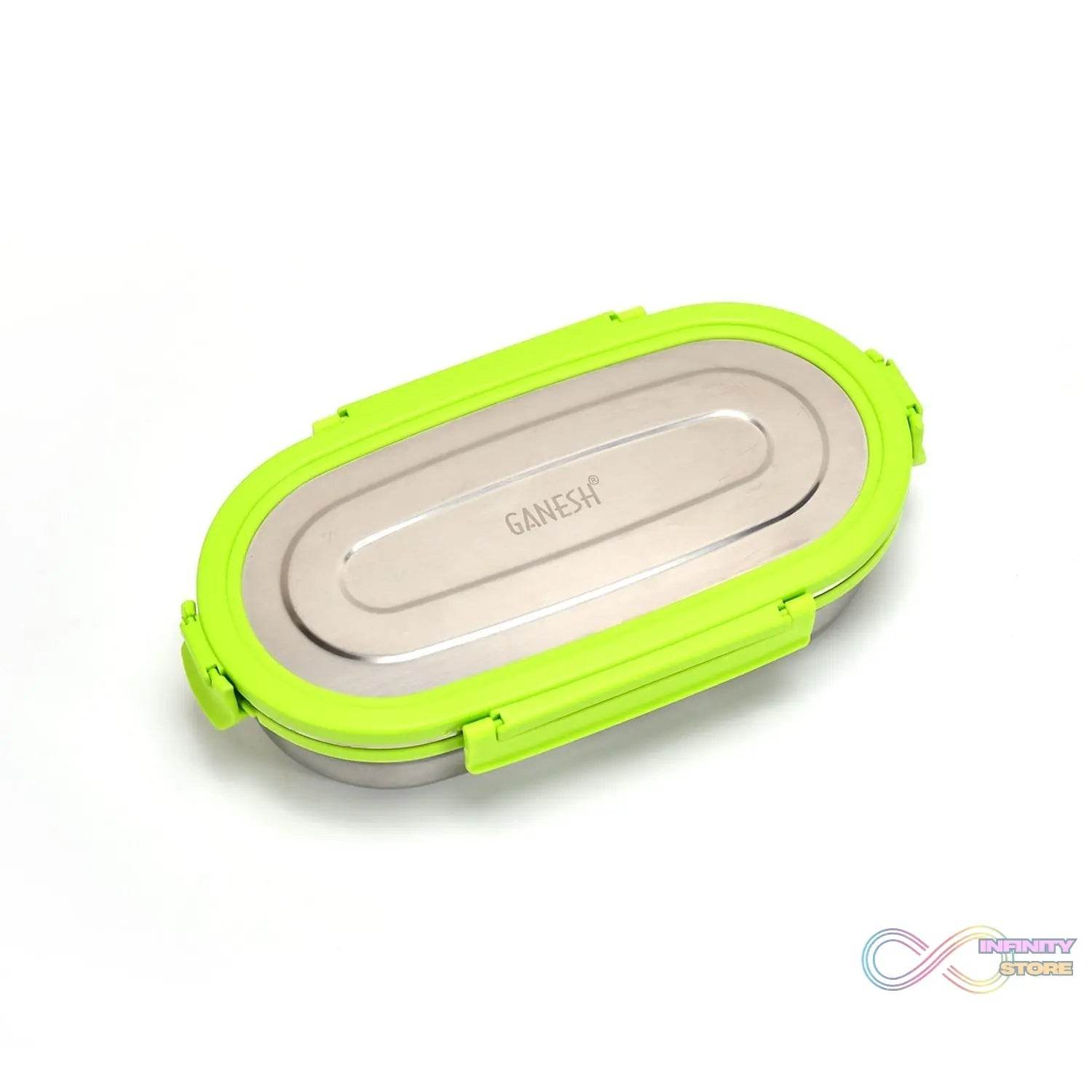 Ganesh Solo Oval 650 Stainless Steel Leak proof airtight Lunch Pack for Office & School Use - infinityexculsivestore.com